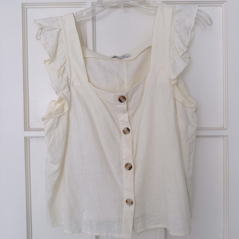Madewell linen button-down sleeveless top